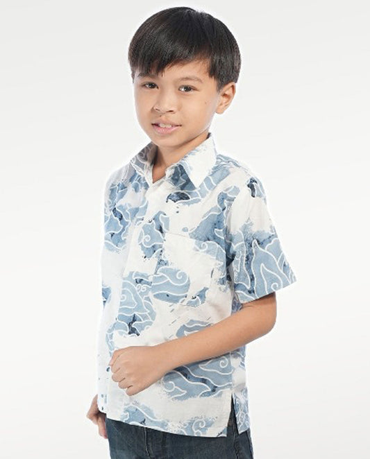 Kid's Batik Shirt - Watercolor Waves